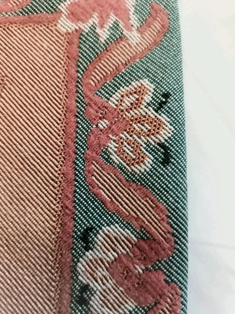 Classic Floral Tapestry Table Runner Terracotta Green Beige 70x13